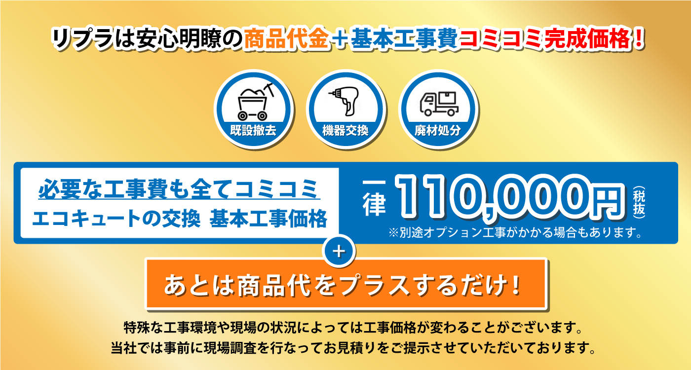 リプラは安心の商品代金+基本工事費コミコミ完成価格
